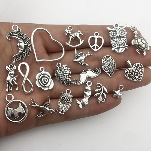 100G (About 100Pcs) Craft Supplies Small Antique Silver Charms Pendants For Crafting, Jewelry Findings Making Accessory For Diy Necklace Bracelet (M097) #TOP5
