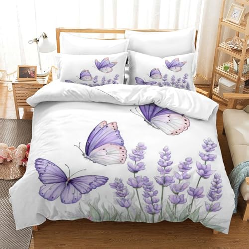 Parure de lit papillons violets 200x200 pour chambre d'ado - 3