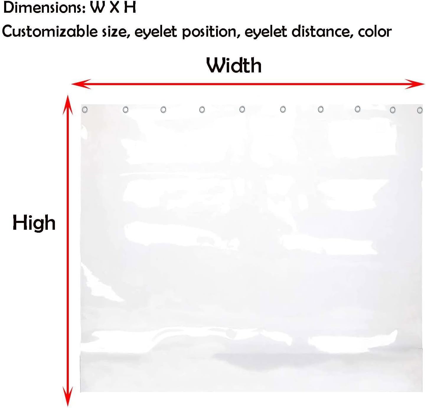 Outdoor Clear Tarp Curtain Waterproof with Eyelets PVC Heavy Duty Waterproof Tarpaulin Panel Weather Resistant Patio Clear Curtain for Pergola, Porch, Gazebo, Garden(1x2.2m)