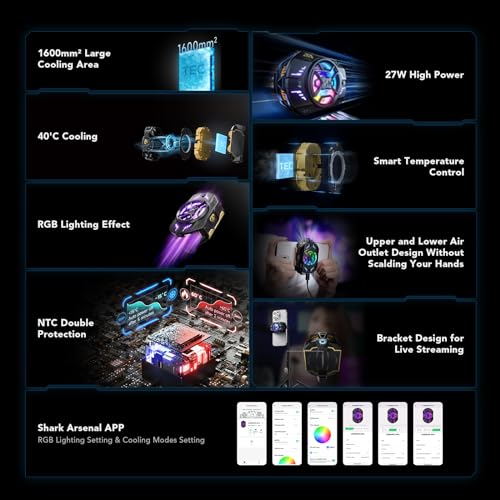 Image of Black Shark 4 Pro Phone Cooler Fun for Gaming, Cell Phone Cooler for iOS /Android (2.63-3.46 Inches) Semiconductor Heatsink Cooling
