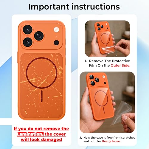 Image of A rtistque Back Cover Case for iPhone 17 Pro | Mag-Safe| Acrylic | Shockproof TPU Protective Design | iPhone 17 Pro Back Cover - Orange Bumper