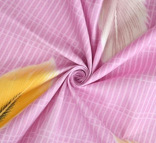 Image of VOMZER 320 TC Cotton Feel All Around Elastic Printed Fitted Queen Size Bedsheets, Supersoft Elastic Fitted Double Bedsheet with 2 Pillow Covers, Size 60x78x8 Inches, Pink Pankh