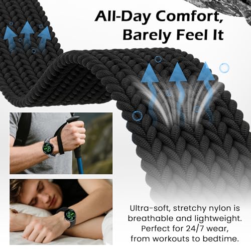 Image of Yeahxing Band for Pixel Watch 4 /3 /2 /1 Band - Stretchy Nylon Braided Bands for Google Pixel Watch 41mm 45mm, Fit 6.8-10.2 inch Adjustable Wristband with Parachute Buckle for Men Women