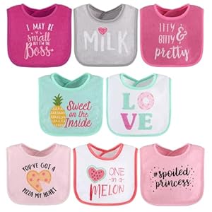 The Peanutshell Baby Girl Terry Bib Set of 8-100% Cotton, Soft, Absorbent Baby Bibs, Toddler Girl Set, Newborn & Infant Bib – Pink