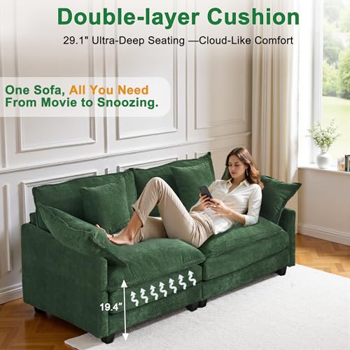 77-Cloud-Chenille-Sofa-Set-with-Pillows-Deep-Seat-Loveseat-Couch-for-Apartments-Space-Saving-2-Seater-with-Solid-Wood-Frame-Easy-Assembly-1YR-Guarantee