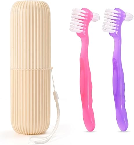 Miniatura 6 de Paquete de 2 cepillos de dientes limpios para dentaduras postizas con cerdas ordinarias o duras múltiples capas, cerdas ordinarias o duras dobles