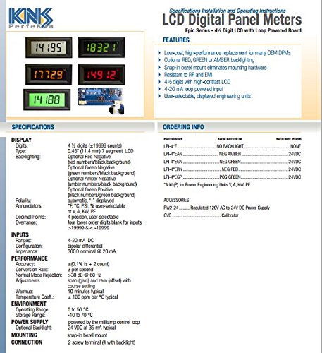 VPI-3CGP-K Digital Panel Meter Voltmeter, variable voltage input 4 1/2 digit Voltage Powered Green LCD