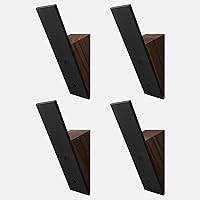 Vista 20 de Homeforia Ganchos de madera de nogal, madera de nogal de alta gama y metal negro para colgar en la pared, ganchos modernos de mediados de siglo