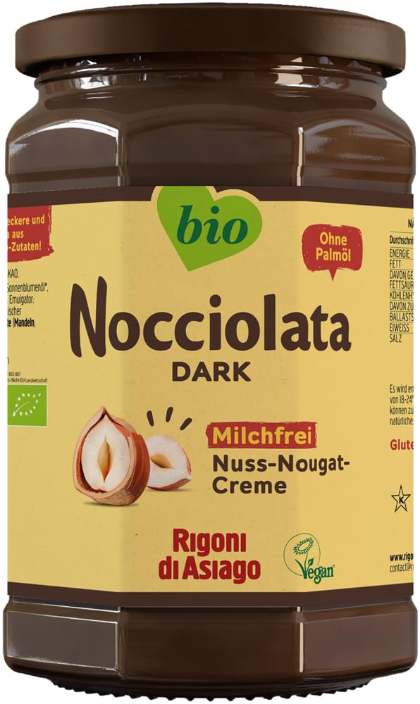 Rigoni di Asiago Nocciolata - Milchfrei, 1x 650g, Haselnusscreme ohne Palmöl, Nuss Nougat Creme ohne Palmöl, Leckerer Brotaufstrich