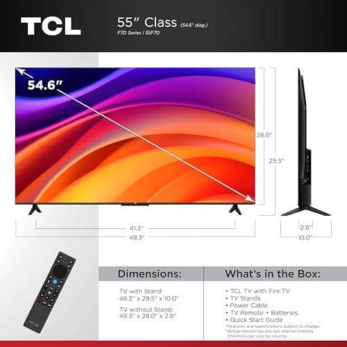 TCL 55-Inch F7D Series QLED 4K UHD Smart TV (55F7D, 2026 Model) | Dolby Vision & Dolby Atmos, DTS | Voice Remote with Alexa+ | Motion Rate 240, Game Accelerator 120, Auto Game Mode - Image 3