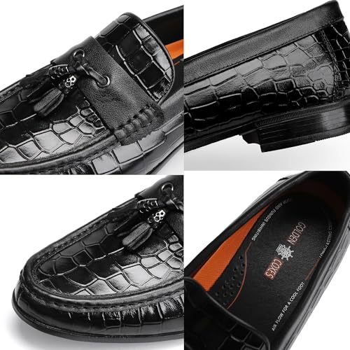 Classic Men's Leather Tassel Dress Shoes Formal Alligator Printed Business Penny Loafer Driving Party Wedding Shoes for Mens3