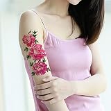 TAFLY Temporary Tattoos Pink Peony Flower Waterproof Large Transfer Tattoos for Women 5 Sheets