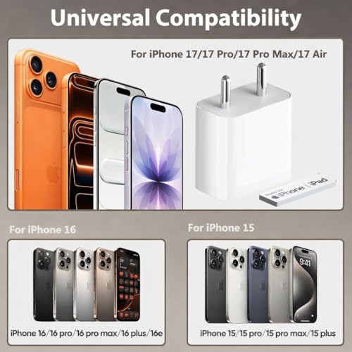 Image of [Original] 20W C-Type Fast PD Charging Adapter for iPhone 17 /17 Air /17 Pro /17 Pro Max,16 /16 Plus /Pro /Pro Max, iPhone 15 /14 /13 /12 /11 Series | USB C 20Watt |BIS Certified, 6 Months Warranty White