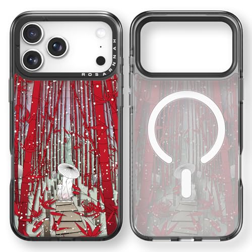 Coque iPhone Pro compatible MagSafe avec motif bambou rouge amusant et antichoc