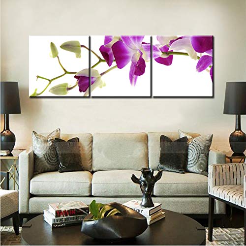 Peinture orchidée violette grand format pour illuminer un salon contemporain