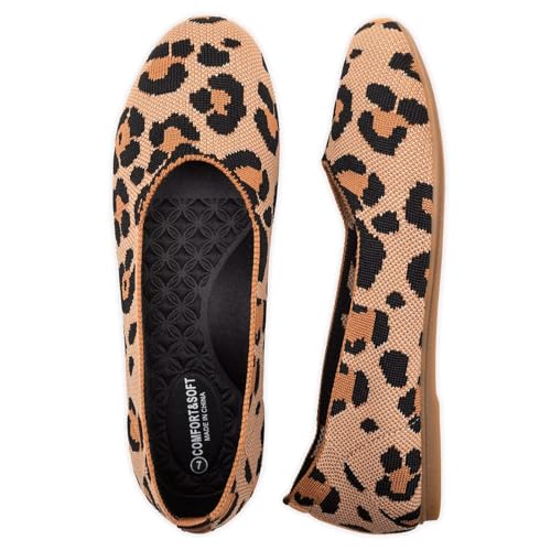 Image of Frank Mully Women's Ballet Flat Shoes Knit Dress Shoes Round Toe Slip On Ballerina Flats for Woman Low Wedge Comfort Soft