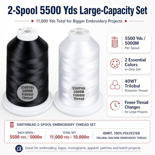 Simthread 2Pk 5500Y 40WT Polyester Embroidery Thread miniatura 2