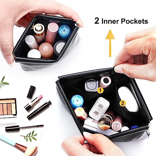 Image of House of Quirk Cosmetic Bag for Women Makeup Bag for Purse Travel Makeup Organizer Bag Waterproof Makeup Pouch with Sunglasses Case (Pack of 3, Black)
