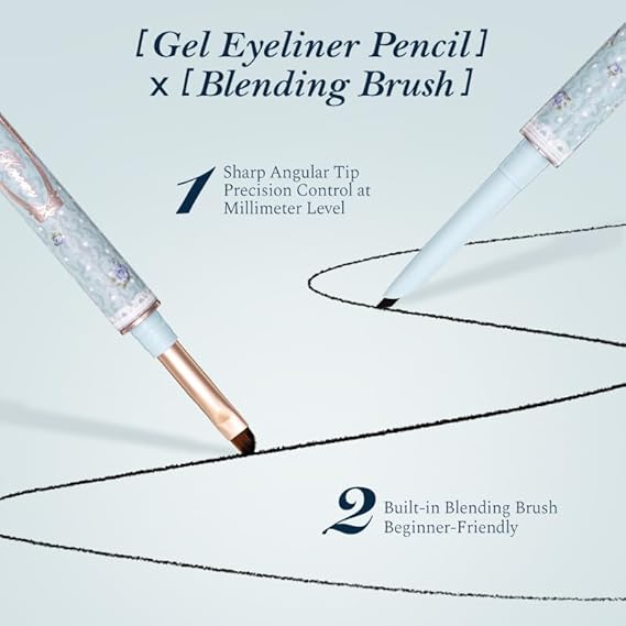 Flower Knows Bunny Garden Gel Eyeliner,Dual-Ended Gel Eyeliner Pencil,Waterproof & Longlasting,Smudge Proof Satin Finish Formula,Cruelty-Free & Vegan (01 Natural Black)