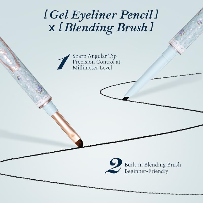 Flower Knows Bunny Garden Gel Eyeliner,Dual-Ended Gel Eyeliner Pencil,Waterproof & Longlasting,Smudge Proof Satin Finish Formula,Cruelty-Free & Vegan (01 Natural Black) - Image 2