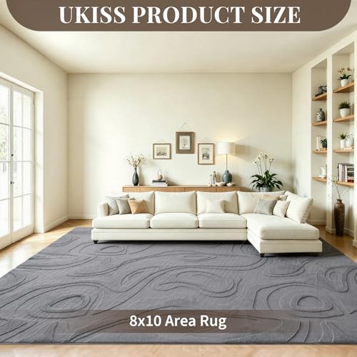 Tapete lavable 8'x10' peluche sintético gris miniatura 5