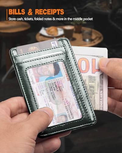 Image of RUNBOX Slim Minimalist Front Pocket RFID Blocking Leather Wallets for Men and Women Card Holder Wallets Gifts for men