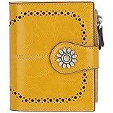 Lavemi Womens Leather Wallet Small Compact RFID Blocking Credit Card Case Purse with Zipper Pocket(Y
