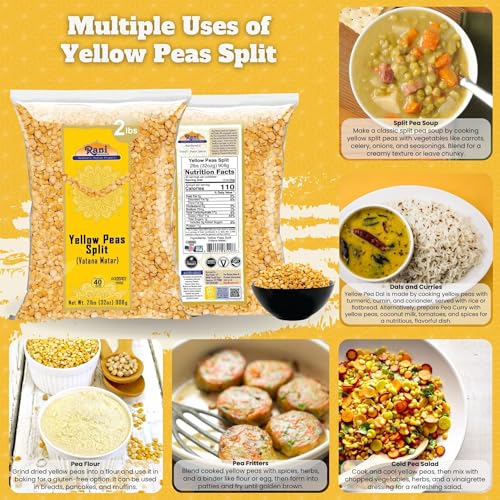 Image of Rani Yellow Peas Split, Dried (Vatana, Matar) 32oz (2lbs) 908g ~ All Natural | Vegan | Gluten Friendly | Kosher | Product of USA