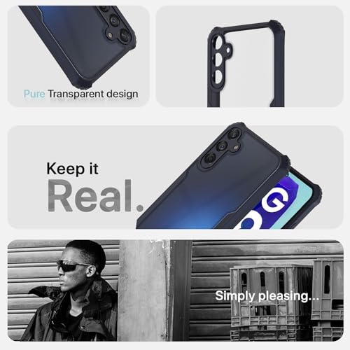 Image of Pikkme Back Cover | Crystal Clear Transparent Back | Ultra Hyrbid | Full Camera Protection | Raised Edge | Bumper Back Case for Samsung Galaxy M55 5G / M55s 5G / F55 5G (Blue)