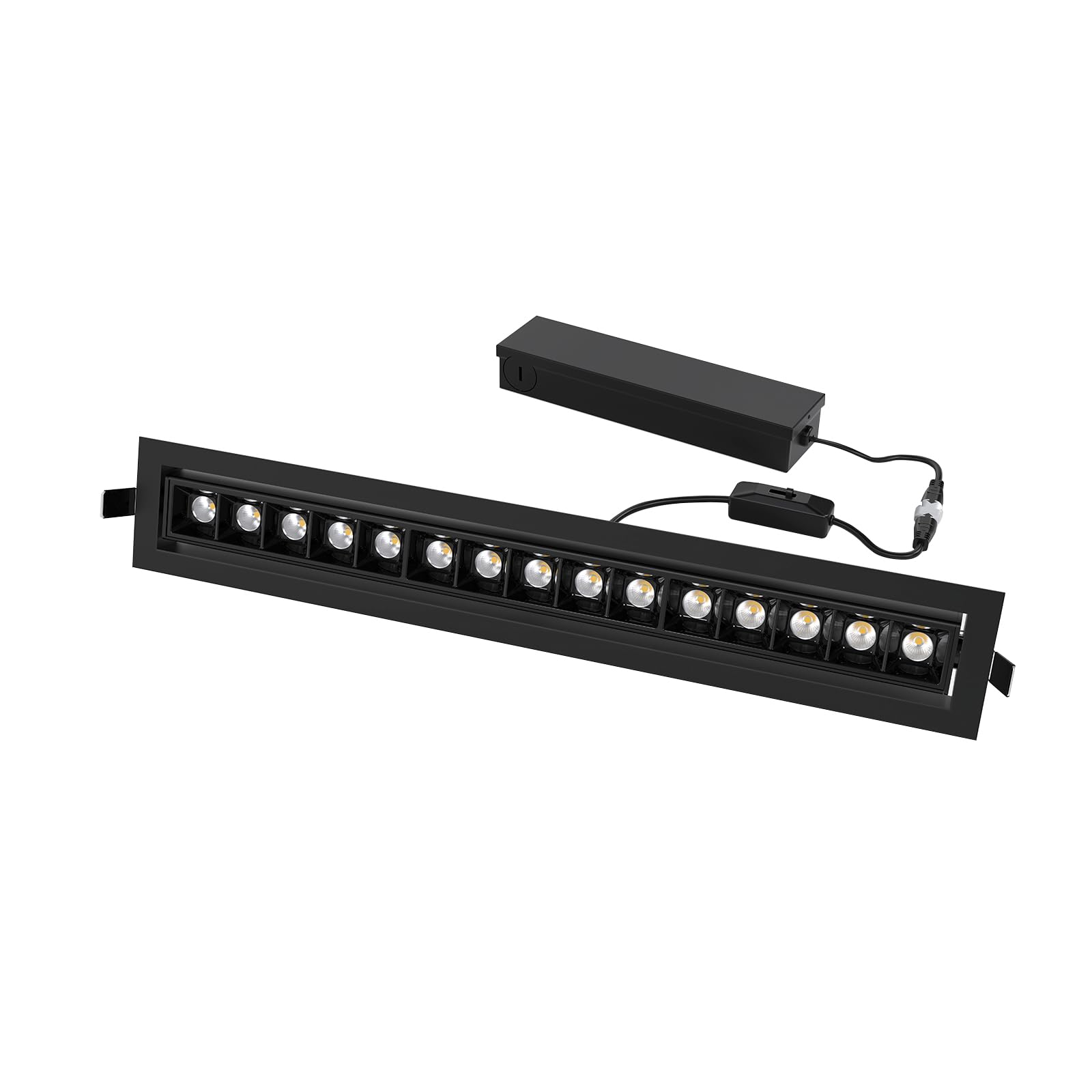 SCON 15W Recessed Adjustable Array Spotlight, 950LM TRIAC/0-10V LED Linear Lighting 3000K/4000K/5000K Switchable, Downlight with Black Trim and UL Certified Driver (15W/30°/Ra85/TRIAC/0-10V)