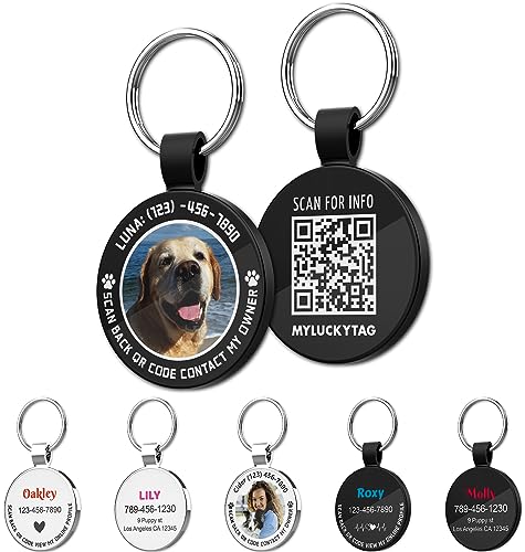 MYLUCKYTAG Personalized QR Code Pet ID | Dog & Cat Collar Tag | Online Profile with Instant Scanned Location Alert Email