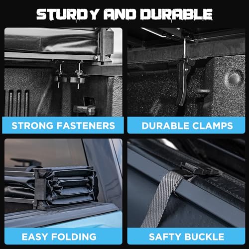 Image of Truck Bed Tonneau Cover Compatible with Dodge Ram 1500(2009-2026) Classic&New 5.7 ft Short Box w /o Rambox, Soft Folding(Tri Fold) Style