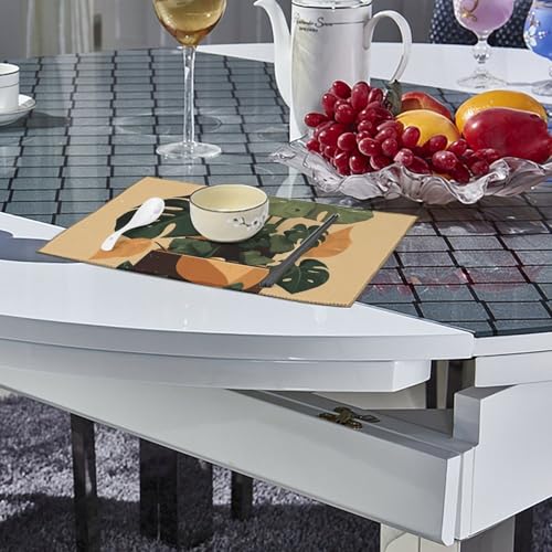 Set de table gris lavable et antidérapant motif Monstera x6 - 5
