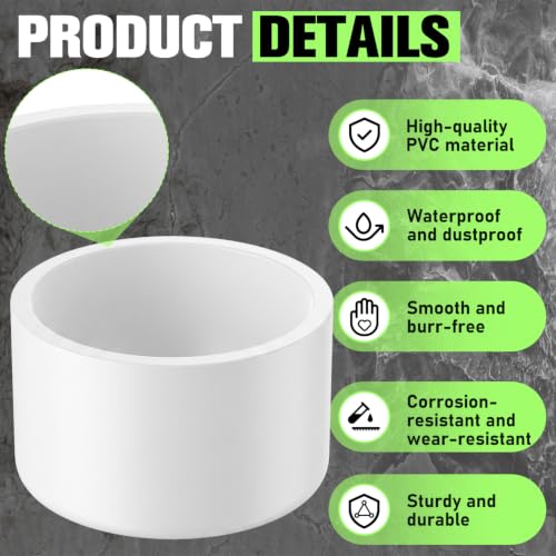 Image of 10 Packs 2-1 /2 Inch PVC Pipe End Cap, Fits 2.87 inch Od Schedule 40 Furniture Grade, Heavy Duty Slip-on Caps for DIY Furniture, Garden Shelf, White