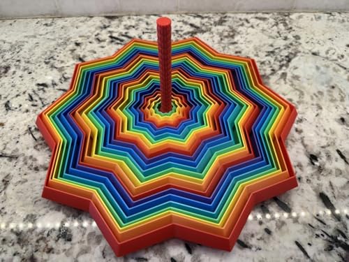 Image of Expanded Sensory Fidget Star with Handle - Visually Captivating and Satisfyingly Noisy! (True Rainbow, Giant)