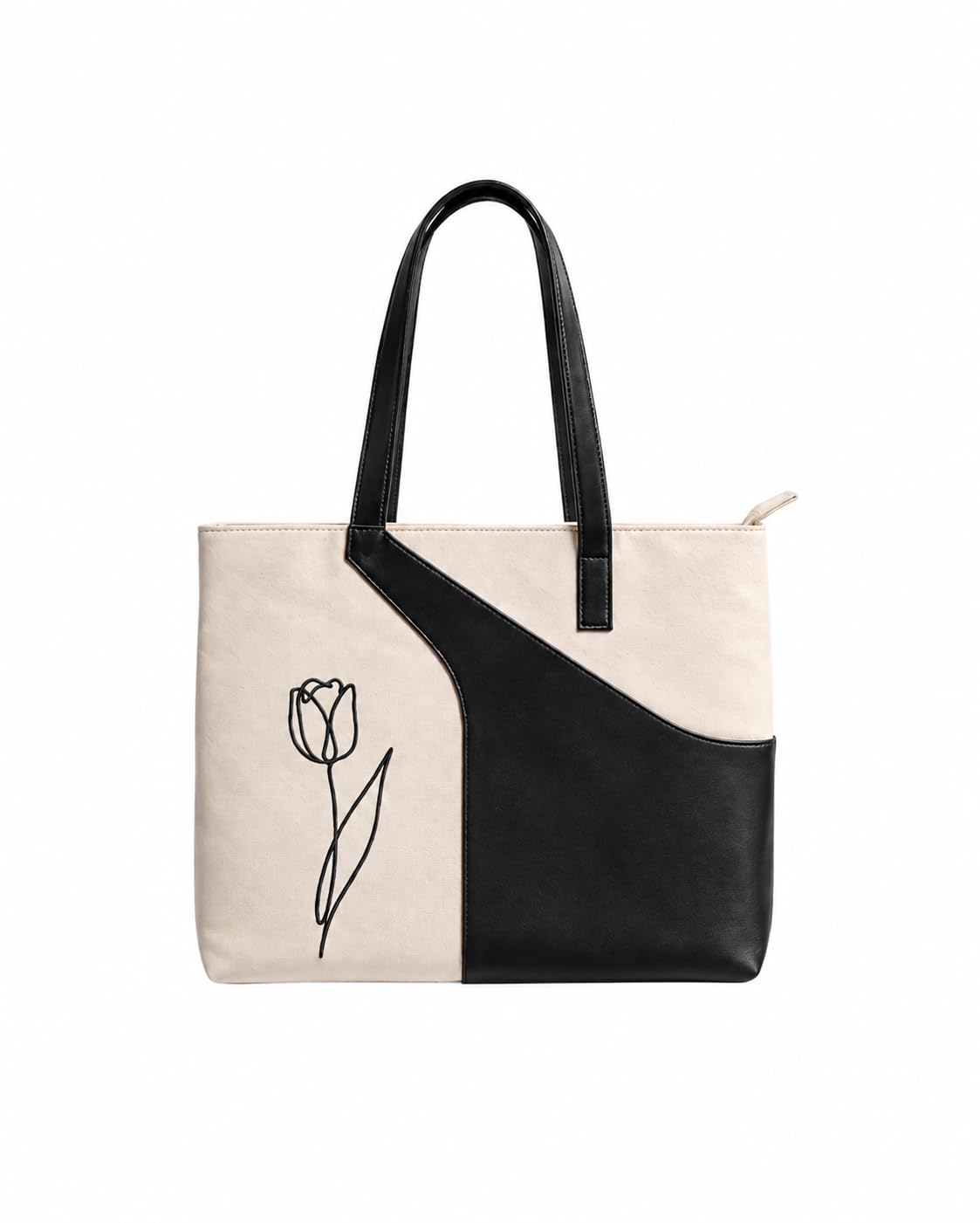 woman bag latest travelling college cotton handbag tote office-stylish laptop compartment zipper canvas casual shoulder eco-friendly cloth sturdy minimalist, Small zip pocket-image-3