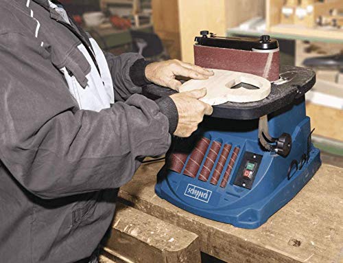 Scheppach oszillierender Spindelschleifer OSM600 | Leistung 450 Watt | Alu-Tischneigbar bis 45° | Oszillationshub 16 mm | inkl. 5 Schleifhülsen & 4 gummierten Schleifwalzen (altes Modell)