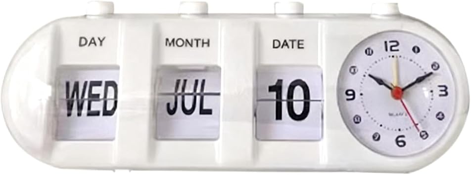 Manual Flip Clock with Calendar Retro Desk Battery Operated