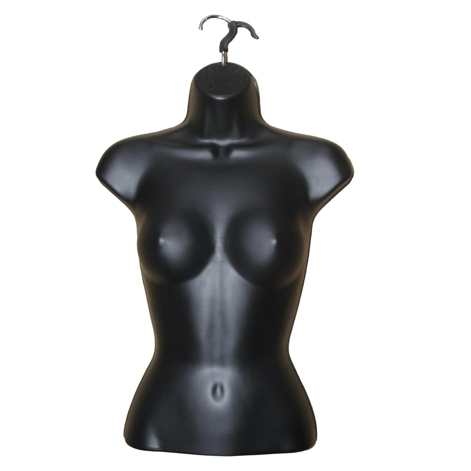 Display Guru Female Hanging Mannequin Half Body Form 3 Quarter Bust Shop Display (Black)