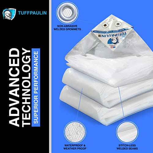 Image of TUFFPAULIN 12FT X 15FT 120 GSM Transparent Tarpaulin Tirpal Tadpatri Tharpai Thadika, Reinforced Eyelets, UV Resistant, Waterproof, 6 Layer MLCL 3D Rib Technology-1 No.