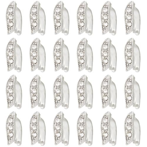 SUNNYCLUE 1 Box 40Pcs Pinch Bails Bulk Brass Pinch Clips Rhinestone Snap on Bails Pinch Hooks Leaf Shaped Ice Pick Pinch Clip Clasp Bail Pendant Connector Pinch Hook for Jewellery Clasps DIY Supplies
