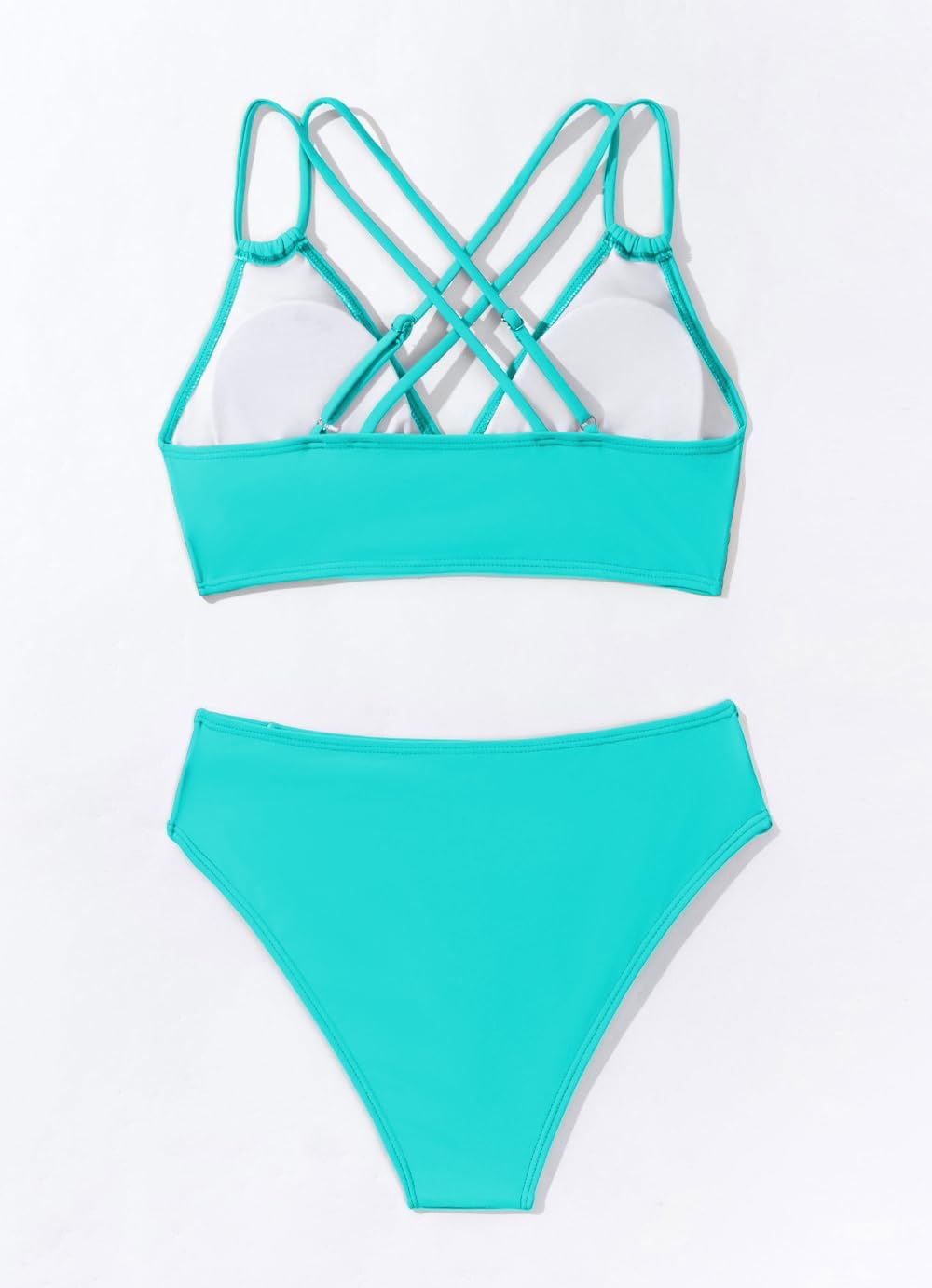 Fanuerg Women's Sexy V Neck Bikini Sets Hollow Out Two Piece Swimsuits Cutout Mid Waist Bathing Suit