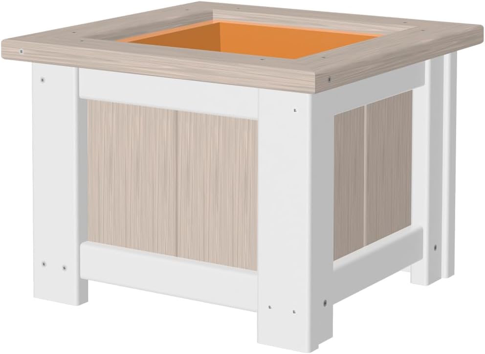 Furniture Barn USA Poly Lumber 15" Square Planter, Aruba Blue & White