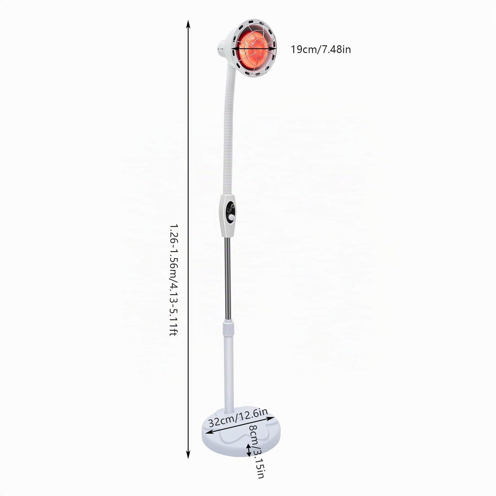 Lampada a infrarossi 275 W - Temperatura regolabile - Con griglia di protezione - Lampada per terapia a infrarossi - Supporto