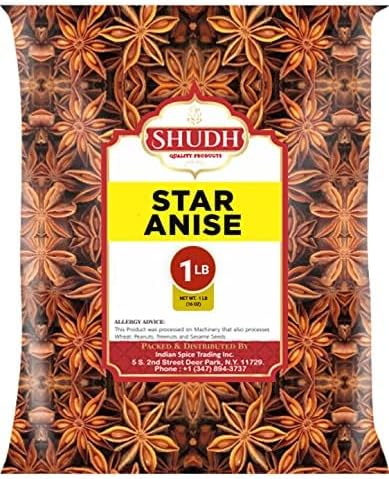 STAR ANISE WHOLE 1 LB | Seeds Pods ~ All Natural | Vegan | Gluten Friendly | NON-GMO | Whole Chinese Anise Star Pods Sun Dried Spice, Anis Estrella/Badian Khatai/ Illicium Verum, Widely Used for Baking, Cooking, and Tea