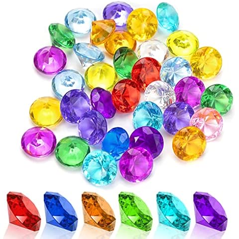 Rairsky Pack of 100 Plastic Gemstones, Acrylic Diamond Gemstones, Multicoloured Crystal Decorative Stones for Vases, Party Bags, Wedding, Decoration Cover