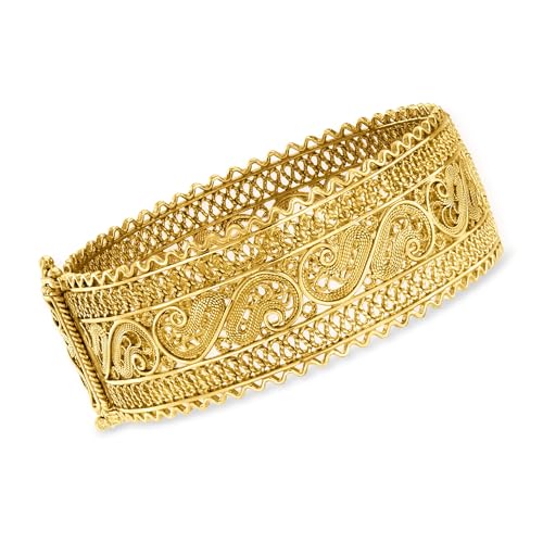 Ross-Simons 18kt Gold Over Sterling Wide Filigree Bangle Bracelet3