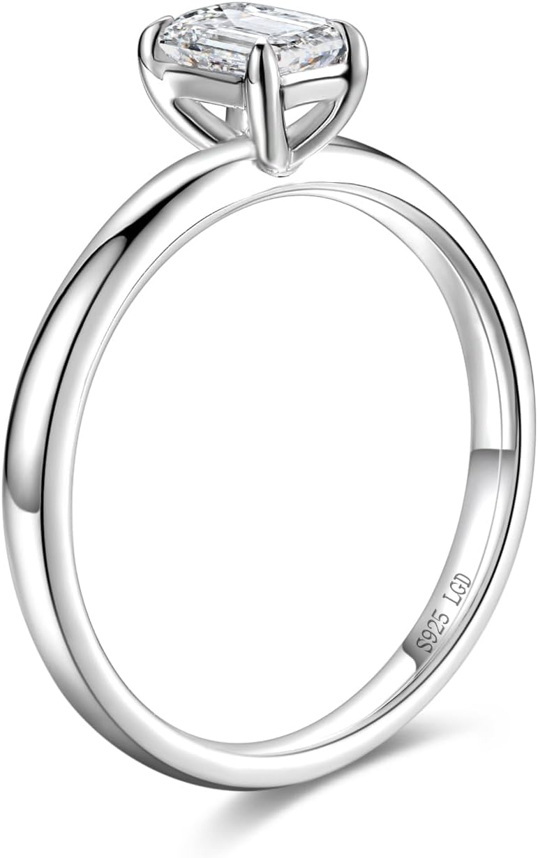 AGVANA The Eternal Knot 0.5 Carat - 1 Carat Emerald-Cut Lab Grown Diamond 4 Prong Solitaire Ring in Sterling Silver Engagement Promise Anniversary Wedding Ring for Women (D-E Color, VS Clarity), 5-9 - Image 4