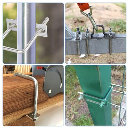 Image of 8 Pack Square U-Bolts, Stainless Steel U-Bolts with Frame Plates and Nuts, 2-1 /2 inch Inner Width 100mm Lengt, Square U Shaped Bolts for Automobiles Trailer, Ski Boat, Sailboat, Trailer