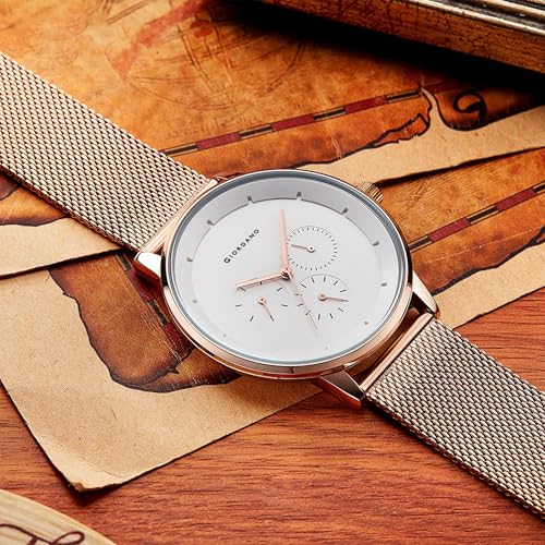 Image of Giordano Skyscrapper Collection Multi-Function Watch for Men with Round Dial and Metal Mesh Strap Wrist with Classy Mesh Band GD-50005